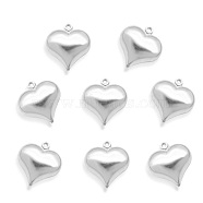 201 Stainless Steel Pendants, Heart, Stainless Steel Color, 17x16x6.5mm, Hole: 1mm(STAS-Q243-LM222)