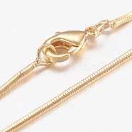 Brass Snake Chain Necklaces, with Lobster Claw Clasps, Real 18K Gold Plated, 17.6 inch(44.7cm)(X-MAK-L009-01G)