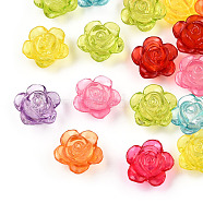 Transparent Acrylic Beads, Flower, Mixed Color, 12x7.5mm, Hole: 1.6mm, about 1350pcs/500g(TACR-N018-02)