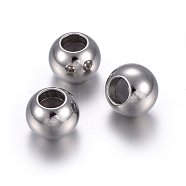 201 Stainless Steel Beads, with Rubber Inside, Slider Beads, Stopper Beads, Rondelle, Stainless Steel Color, 8x6mm, Hole: 2mm(STAS-O110-13P-C)