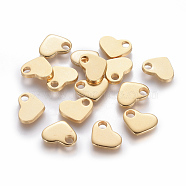 201 Stainless Steel Charms, Chain Extender Teardrop, Heart, Golden, 7x9x1.5mm, Hole: 2mm(STAS-L233-088G)
