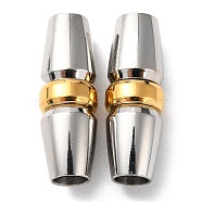 303 Stainless Steel Bayonet Clasps, Column, Golden & Stainless Steel Color, 26x9mm, Hole: 5mm(STAS-C076-01B)