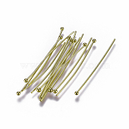 Brass Ball Head Pins, Real 18K Gold Plated, 30x0.6mm, 23 Gauge, Head: 1.5mm, about 120pcs/10g(KK-K379-02G)