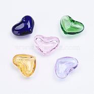 Handmade Lampwork Beads, Blown Glass Beads, for Perfume Bottle Pendants Making, Heart, Mixed Color, 11.5x15x7mm, Hole: 1mm(LAMP-F007-25)
