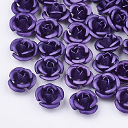 Aluminum Beads, Frosted, Long-Lasting Plated, 3-Petal Flower, DarkSlate Blue, 6x4.5mm, Hole: 0.8mm(FALUM-T001-02A-21)