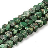 Synthetic Regalite/Imperial Jasper/Sea Sediment Jasper Beads Strands, Dyed, Heart, Green, 5x6x3~3.5mm, Hole: 1.2mm, about 81~84pcs/strand, 15.94~16.26 inch(40.5~41.3cm)(G-F765-D05-01)