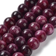 Dyed Natural Malaysia Jade Beads Strands, Round, Dark Red, 8mm, Hole: 1mm, about 22~24pcs/strand, 7.48~7.87 inch(19~20cm)(G-G021-01B-04)