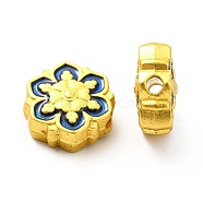 Rack Plating Alloy Enamel Beads, Flower, Matte Gold Color, 11.5x11x5.5mm, Hole: 1.8mm(FIND-I034-20MG)