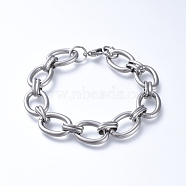 304 Stainless Steel Chain Bracelets, with Lobster Claw Clasps, Stainless Steel Color, 8-1/8 inch(20.5cm)(BJEW-F407-01-P)