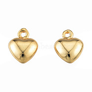 Brass Charms, Nickel Free, Heart, Real 18K Gold Plated, 9.5x8x4mm, Hole: 1.4mm(KK-N259-35)