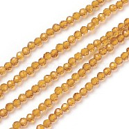 Transparent Glass Beads Strands, Faceted, Round, Goldenrod, 2mm, Hole: 0.5mm, about 164~182pcs/strand, 14.8~15.7 inch(37.5~40cm)(GLAA-F094-A12)