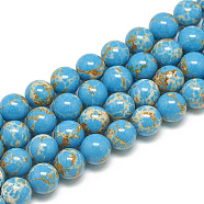 Synthetic Imperial Jasper Beads Strands, Dyed, Round, Dodger Blue, 6mm, Hole: 1mm, about 68pcs/strand, 15.7 inch(G-S300-42C-6mm)