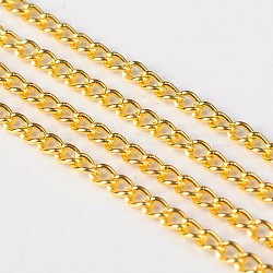 Iron Twisted Chains, Unwelded, Golden Color, with Spool, Size: Chains: about 3.7mm long, 2.5mm wide, 0.7mm thick, about 328.08 Feet(100m)/roll(CH-TM0.5-G)