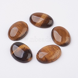 Natural Tiger Eye Flat Back Cabochons, Oval, 14x10mm(X-G-G741-10x14mm-01)