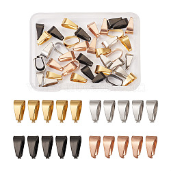 40Pcs 4 Style Stainless Steel Ice Pick Pinch Bails, Clip Pinch Bails, Mixed Color, 11x6x5mm, 10pcs/color(STAS-YS0001-17)