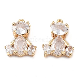 Brass Micro Pave Clear Cubic Zirconia Charms, Cadmium Free & Nickel Free & Lead Free, Bear, Real 18K Gold Plated, 11.5x9x4mm, Hole: 0.7mm(KK-U028-11G)