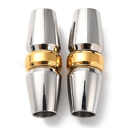 303 Stainless Steel Bayonet Clasps, Column, Golden & Stainless Steel Color, 26x9mm, Hole: 5mm(STAS-C076-01B)