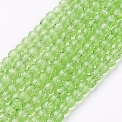 1 Strand Transparent Crackle Glass Round Beads Strands, Pale Green, 4mm, Hole: 1.1~1.3mm, about 200pcs/strand, 31.4 inch(X-CCG-Q001-4mm-11)