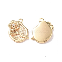 Brass Micro Pave Cubic Zirconia Pendants, Flower, Real 18K Gold Plated, 16x12x3.5mm, Hole: 1mm(KK-I702-04G)