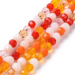 Glass Beads Strands, Faceted(32 Facets), Round, Dark Orange, 5.5mm, Hole: 1mm, about 95pcs/strand, 20.47''(52cm)(X-GLAA-E036-09C)