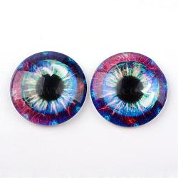 Glass Cabochons for DIY Projects, Half Round/Dome with Dragon Eye Pattern, Medium Orchid, 10x3.5mm(GGLA-L025-10mm-08)