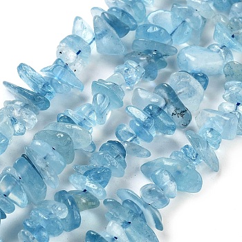 Natural Aquamarine Chip Beads Strands, 5~14x4~10mm, Hole: 1mm, about 15.5 inch~16.1 inch