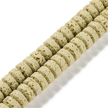 Synthetic Lava Rock Dyed Beads Strands, Rondelle, Pale Goldenrod, 8~8.5x4mm, Hole: 0.7mm, about 90pcs/strand, 14.96''(38cm)