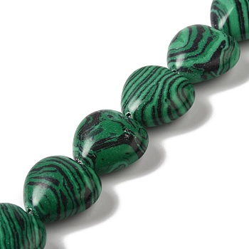 Synthetic Malachite Beads Strands, Heart, 15x16x7.5mm, Hole: 1mm, about 12pcs/strand, 6.97''~7.09''(17.7~18cm)