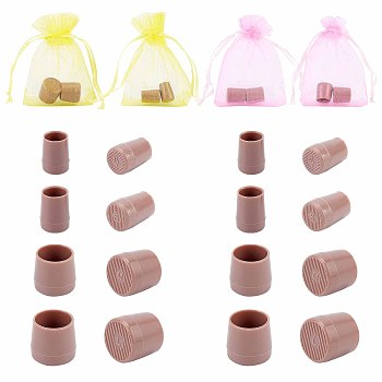 Gorgecraft 8Pair PVC High Heel Stoppers Protector, Round Shape Non-slip Wearable Heel Cover Shockproof Accessories, 8Pcs Organza Gift Bags with Drawstring, Gray, 16~17x12~18mm, 8.5~14mm Inner Diameter