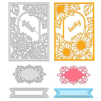 GLOBLELAND 3Pcs 3 Style Carbon Steel Cutting Dies Stencils, for DIY Scrapbooking/Photo Album, Decorative Embossing DIY Paper Card, Mixed Patterns, 2.3~13.5x7.9~9.5x0.08cm, 1pc/style