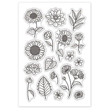 PVC Plastic Stamps, for DIY Scrapbooking, Photo Album Decorative, Cards Making, Stamp Sheets, Flower Pattern, 16x11x0.3cm