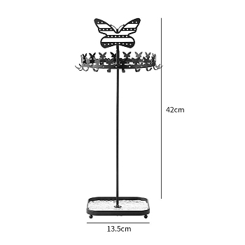 Detachable Iron Ornament Display, Acrylic Tray, Butterfly, Black, 135x42cm