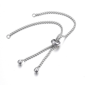 Adjustable 201 Stainless Steel Bracelet Making, Slider Bracelets, for DIY Jewelry Craft Supplies, Stainless Steel Color, 9-1/2 inch(24cm), Hole: 2.5~3mm, Single Chain Length: about 12cm