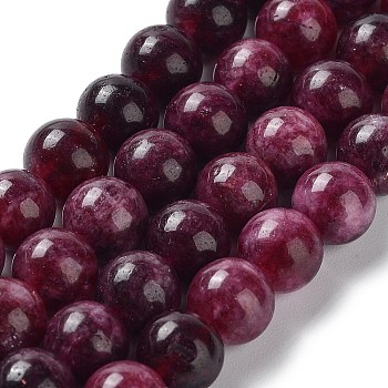 Dyed Natural Malaysia Jade Beads Strands, Round, Dark Red, 8mm, Hole: 1mm, about 22~24pcs/strand, 7.48~7.87 inch(19~20cm)