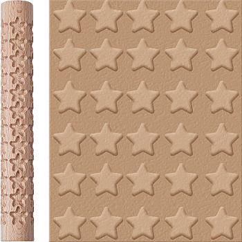 Wood Embossing Rod, Clay Modeling Pattern Roller, Texture Rolling Pins, Column, Star, 15.1x2.05cm, Inner Diameter: 1.25x1.5cm