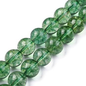 Natural Quartz Crystal Beads Strands, Round, Heated & Dyed, Olive, 10mm, Hole: 1mm, about 19pcs/strand, 7.5 inch(19.05cm)