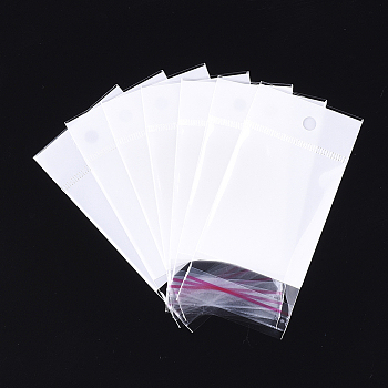 Pearl Film Cellophane Bags, OPP Material, Self-Adhesive Sealing, with Hang Hole, Rectangle, White, 10~10.2x5cm, Unilateral Thickness: 0.045mm, Inner Measure: 5.7x5cm
