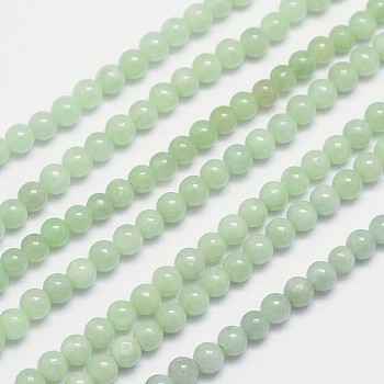 Natural Jadeite Bead Strands, Round, 4mm, Hole: 1mm, about 98pcs/strand, 15.5 inch