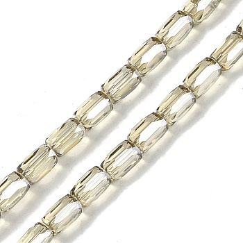 Electroplate Glass Beads Strands, Pearl Luster Plated, Faceted, Column, Beige, 6.5x4mm, Hole: 0.8mm, about 80pcs/strand, 20.08''(51cm)