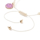 Round Glass Braided Bead Bracelet with Alloy Enamel Smiling Face Charm for Women(BJEW-JB08233-04)-5