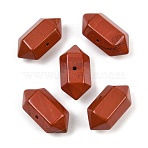 Natural Red Jasper Beads, Faceted, Hexagonal Double Terminated Point Bullet Beads, 24~26x12~14x12~14mm, Hole: 1.5~1.6mm(GG-CBA3EE1-08C)