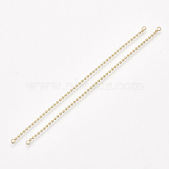 Brass Ball Chain Links connectors, Real 18K Gold Plated, 102~105x1.5mm, Hole: 1.6mm(KK-T035-127G)