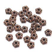 Tibetan Style Spacer Beads, Cadmium Free & Nickel Free & Lead Free, Flower, Red Copper, 5.8mm, Hole: 1.5mm(RAA116-NF)