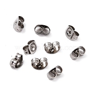 304 Stainless Steel Ear Nuts, Friction Earring Backs for Stud Earrings, Stainless Steel Color, 6x4.5x3mm, Hole: 0.8mm(STAS-O084-02)
