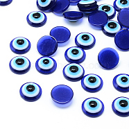 Resin Evil Eye Cabochons, Half Round/Dome, Blue, 8x3.5mm(X-CRES-S612-8mm)