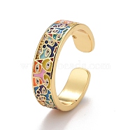 Cubic Zirconia Cuff Rings, with Rack Plating Real 18K Gold Plated Brass, Long-Lasting Plated, Lead Free & Cadmium Free & Nickel Free, Eye, Real 18K Gold Plated, 5.4mm, Inner Diameter: 17.2mm(RJEW-E060-02G)