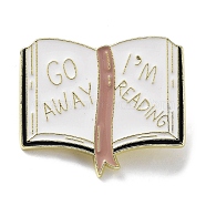 Magic Book Enamel Pins, Erudite Love Letter Golden Alloy Brooch for Reading Lovers, White, 25.5x30x1.5mm(JEWB-Q041-03A)