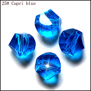 Imitation Austrian Crystal Beads, Grade AAA, Faceted, Polygon, Dodger Blue, 10mm, Hole: 0.9~1mm(SWAR-F085-10mm-25)