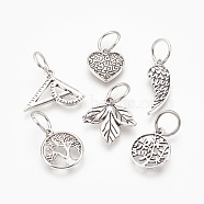 Alloy Pendants, Mixed Shaped, Antique Silver & Platinum, 15.5~26x9.5~24x1.5~3mm, Hole: 7.5~8mm(KK-O107-26ASP-1)