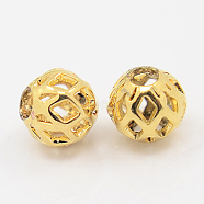 Brass Filigree Beads, Filigree Ball, Round, Golden, 7x8mm, Hole: 3mm(KK-C2988-G)